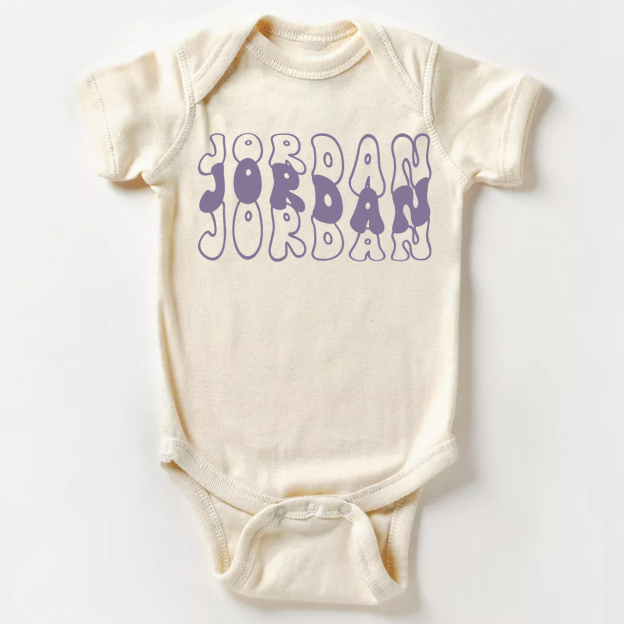 Custom With Retro Wavy Name Bodysuit For Baby