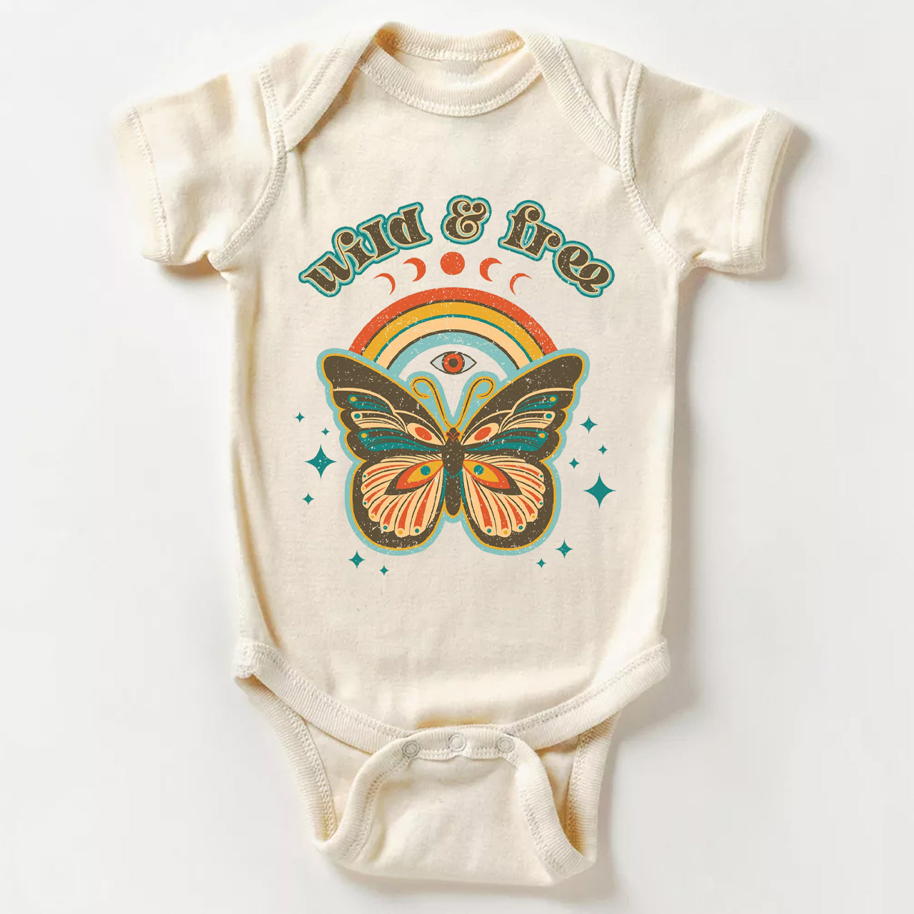 Retro Boho Wild And Free Baby Bodysuit