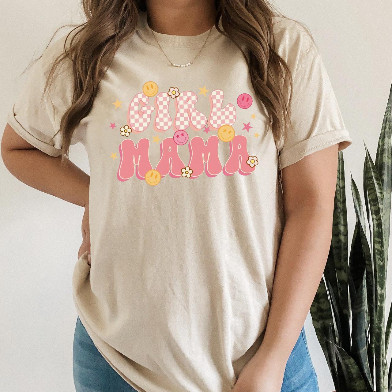 Smiley Face Girl Mama Gift T-Shirt