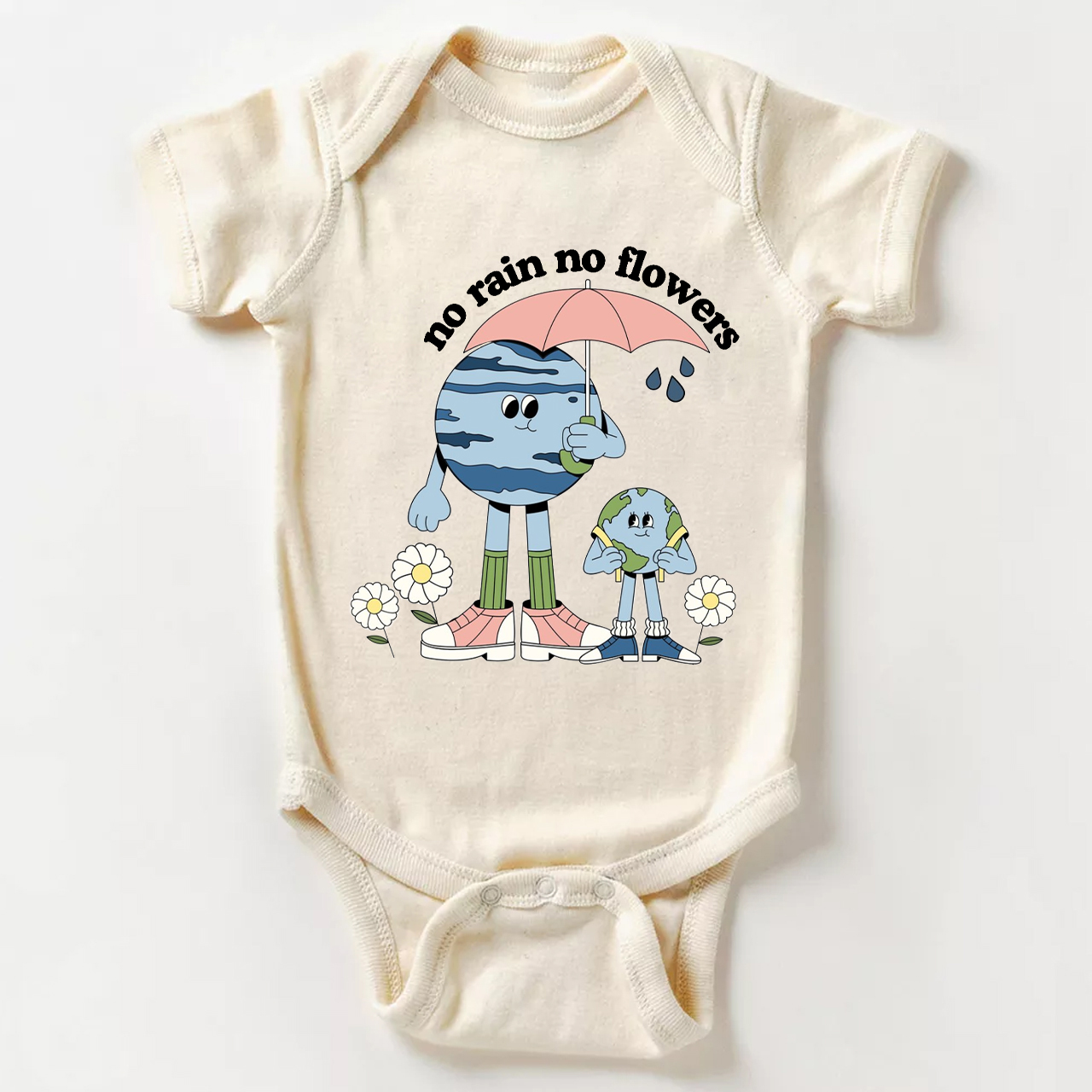 No Rain No Flowers Earth Day Bodysuit For Baby