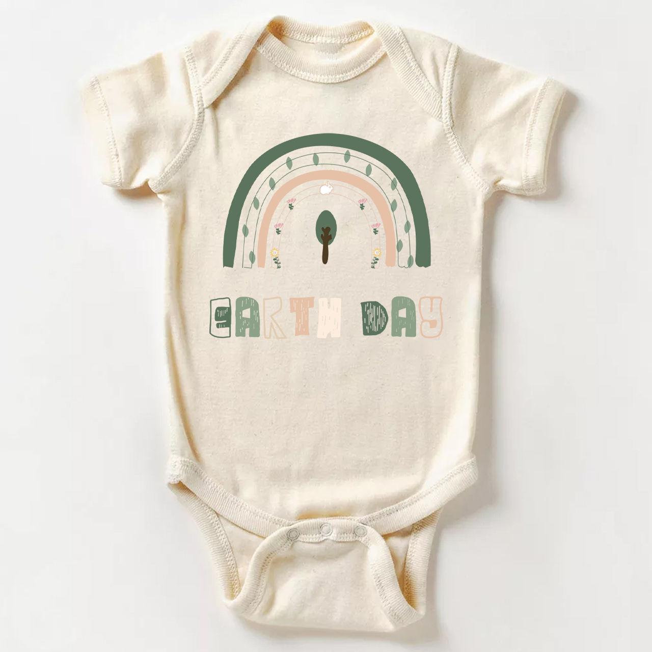 Rainbow Retro Wavy Text Love Earth Bodysuit For Baby
