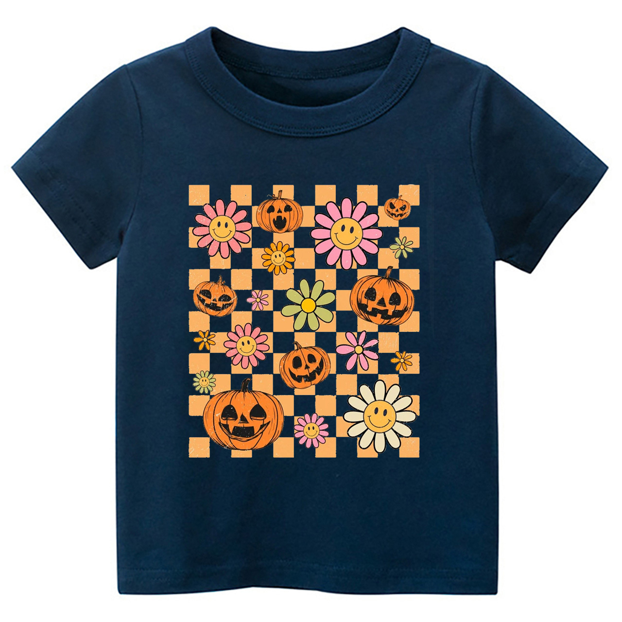 Retro Halloween Pumpkins Natural Kids Shirts
