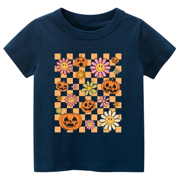 Retro Halloween Pumpkins Natural Kids Shirts