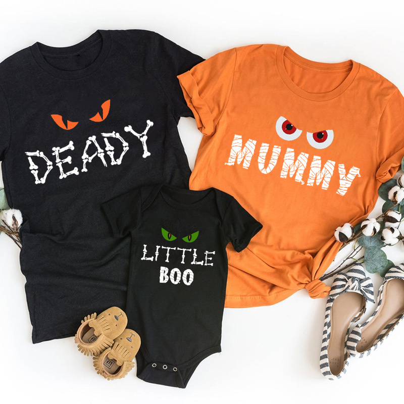 Halloween Funny Group Monsters Family T-Shirt