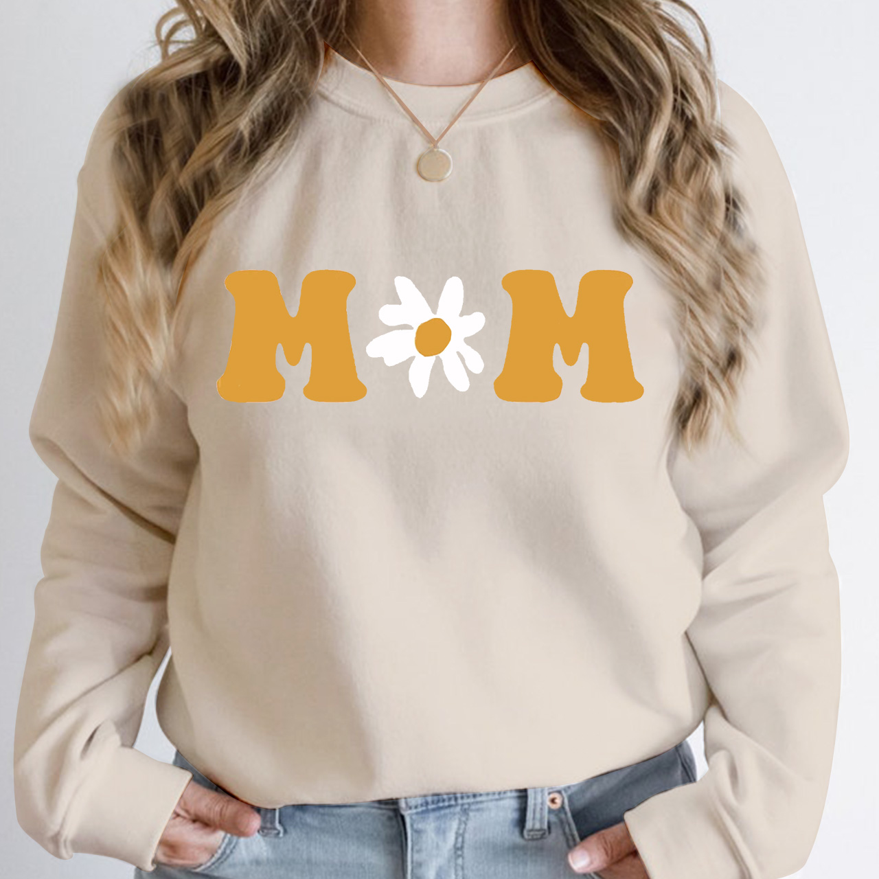 Boho Daisy Sweatshirt For Mama