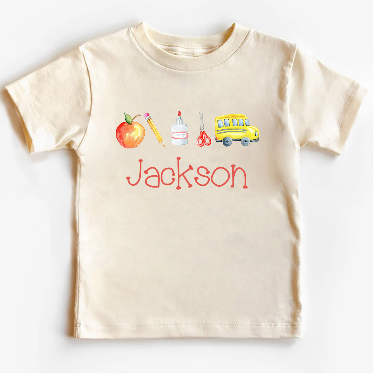 Personalized Back To School Kids Monogram Watercolor Shirt