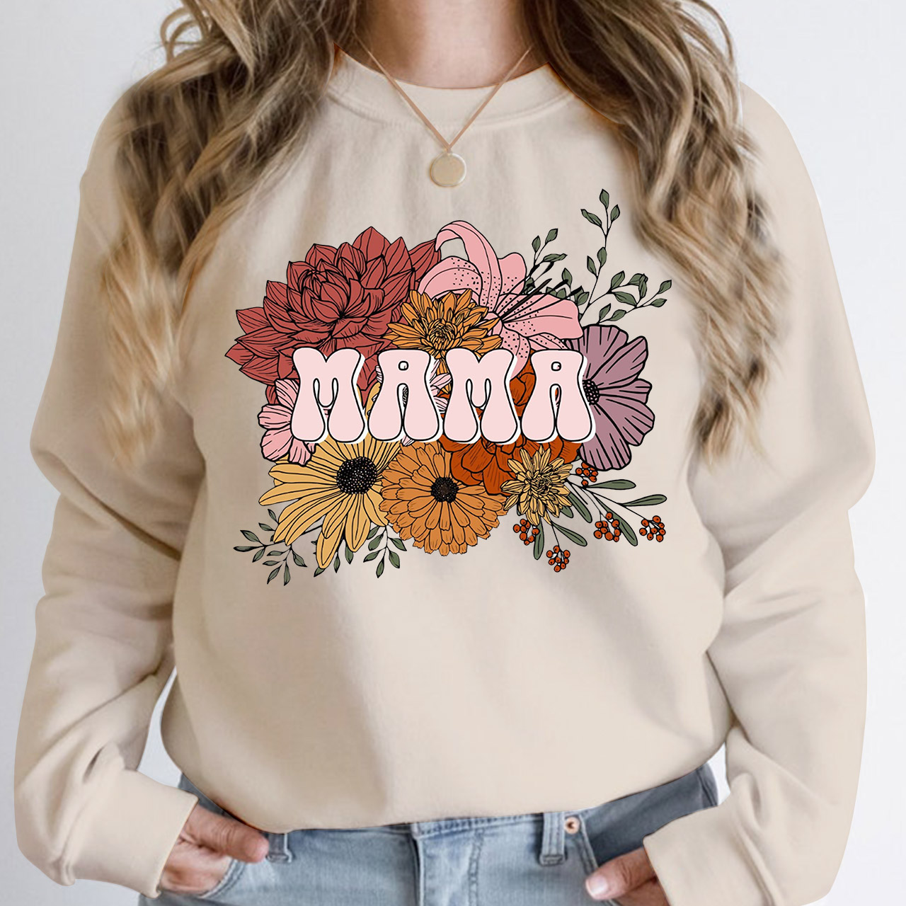 New Mom Gift Floral Vintage Sweatshirt