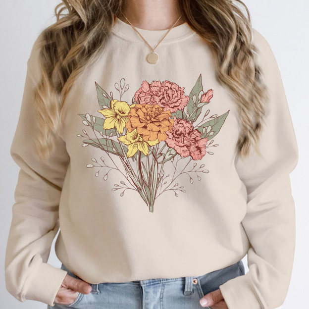 Personalized Birth Flower Family Bouquet Sweatshirt