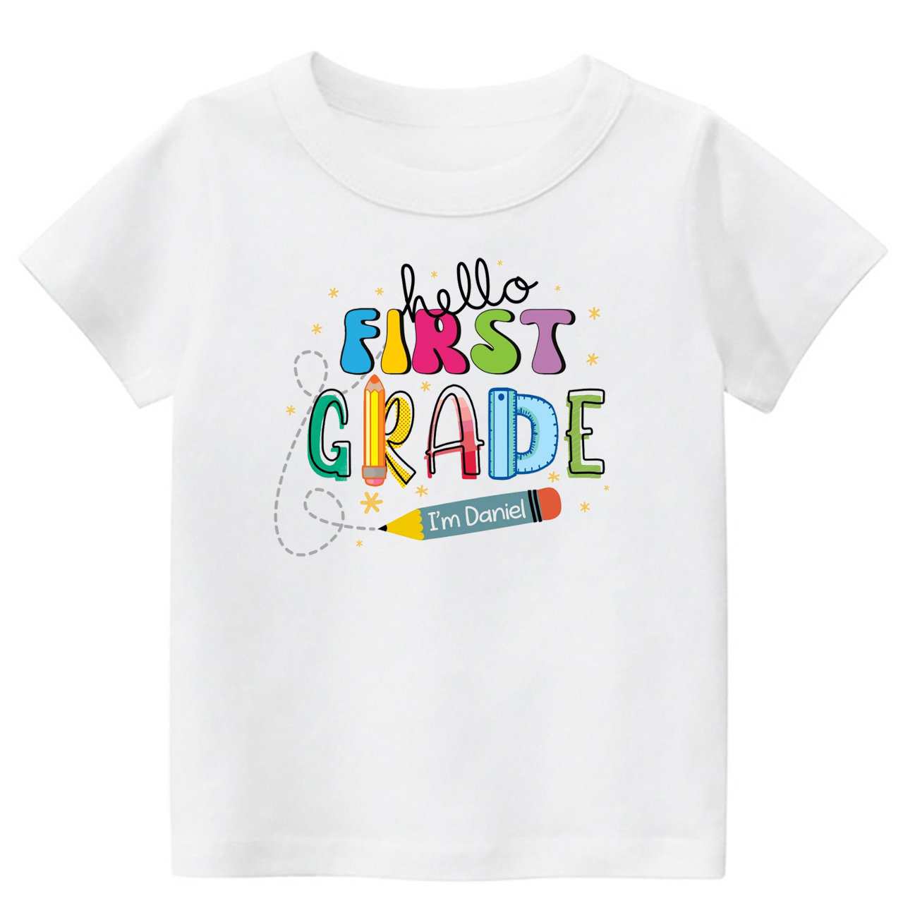 Hello First Grade I'm XXX Back To School Kids Shirt