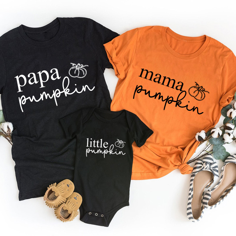 Halloween Papa Mama Little Pumpkin Shirt For Family