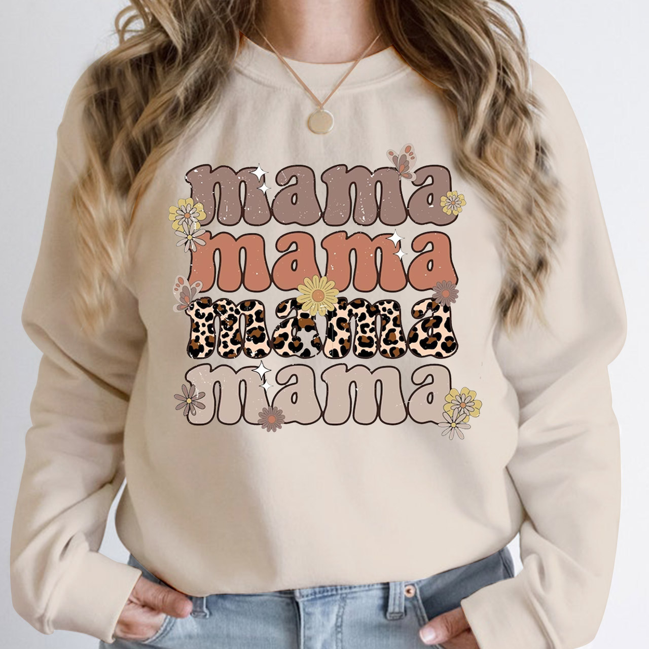 Leopard Mama Retro Flower Sweatshirt