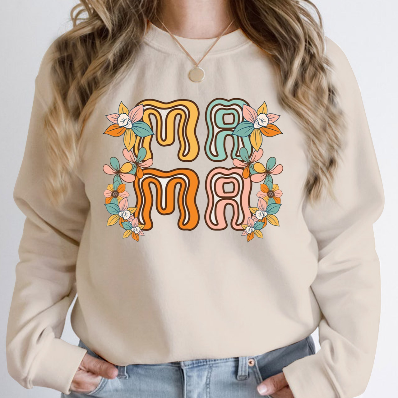 Retro Flowers Vintage Mama Sweatshirt