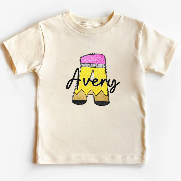 Monogram Pencil Back To School Kids Shirt