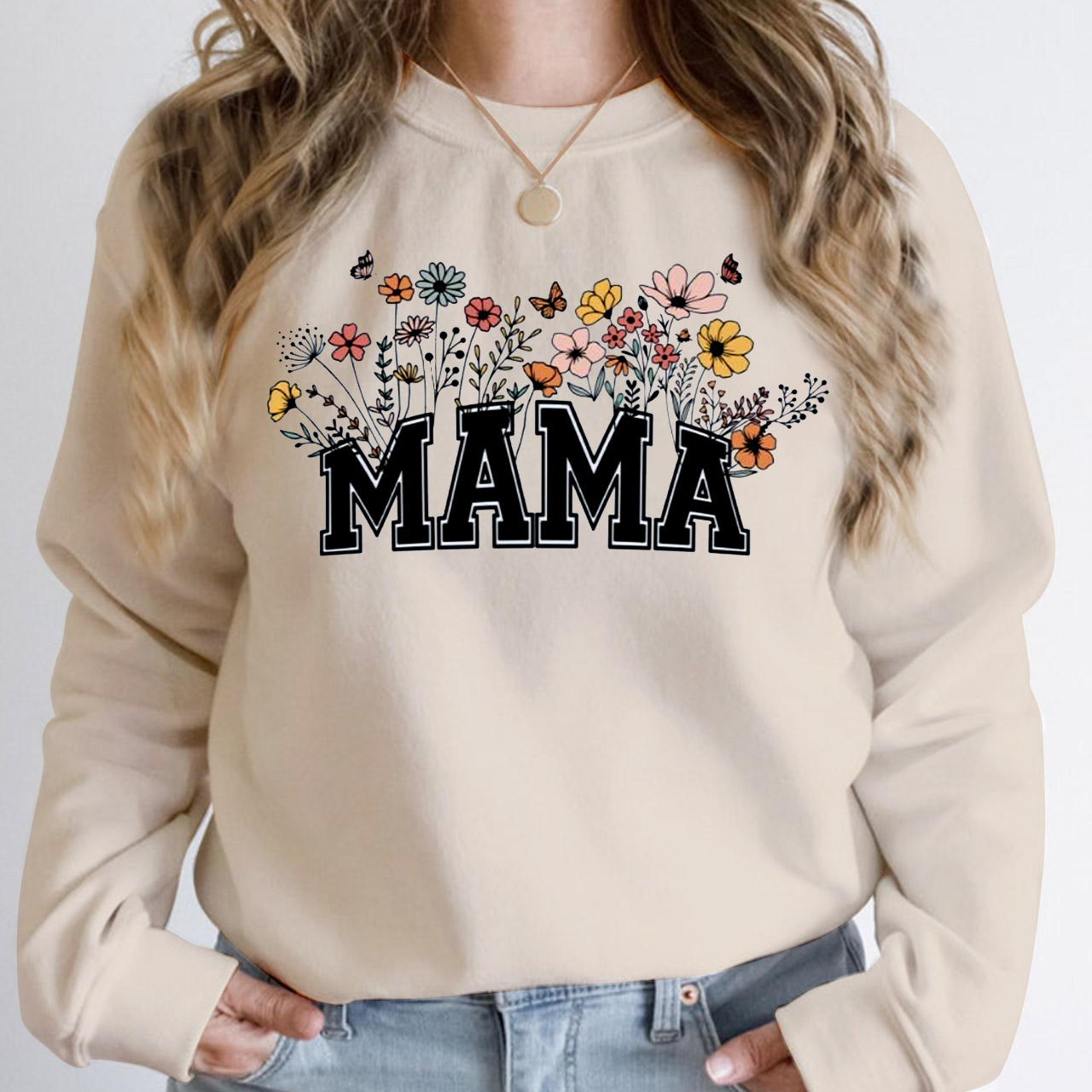Mama With Wildflowers Gift Sweatshirt