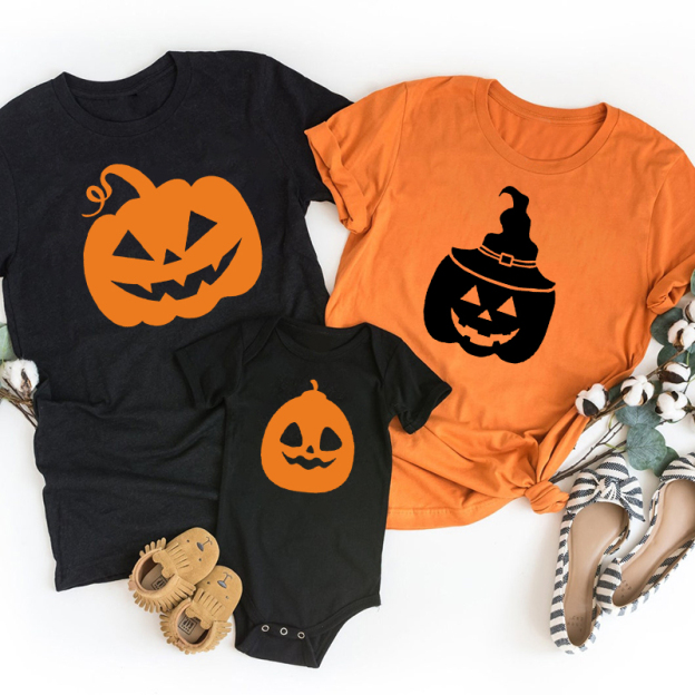 Halloween Pumpkin Face Family Matching Shirts