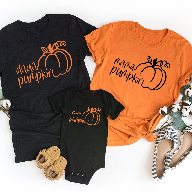 Halloween Knotted Pumpkin Family Matching T-Shirts