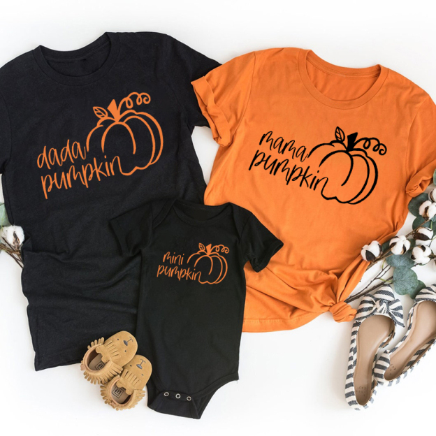 Halloween Knotted Pumpkin Family Matching T-Shirts