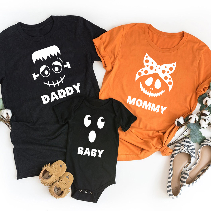Halloween Ghost Faces Family Matching T-Shirts