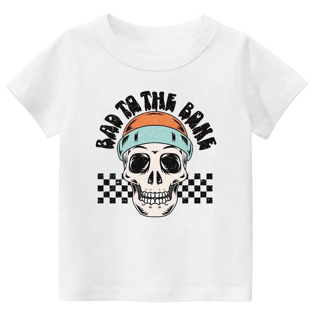 Bad To The Bone Skull Halloween Toddler Shirt