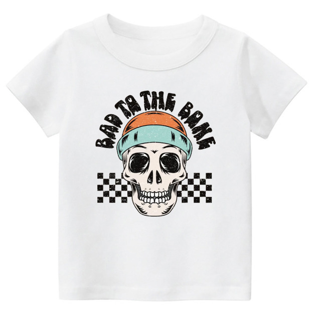 Bad To The Bone Skull Halloween Toddler Shirt