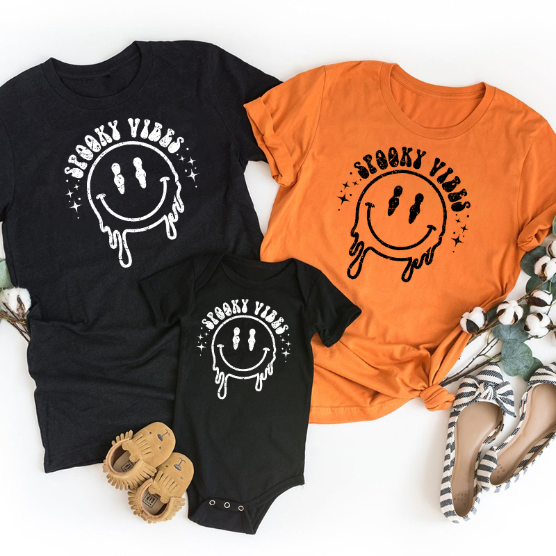 Retro Halloween Spooky Vibes Matching Family Shirt