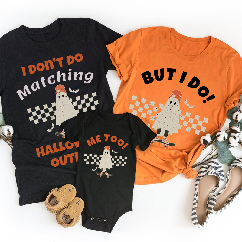 Personalized Skateboard Ghost Family Group Halloween Shirts
