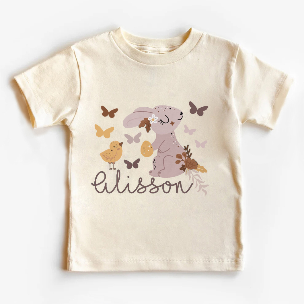Personalized Butterfly Chick And Bunny Easter Toddler Shirt