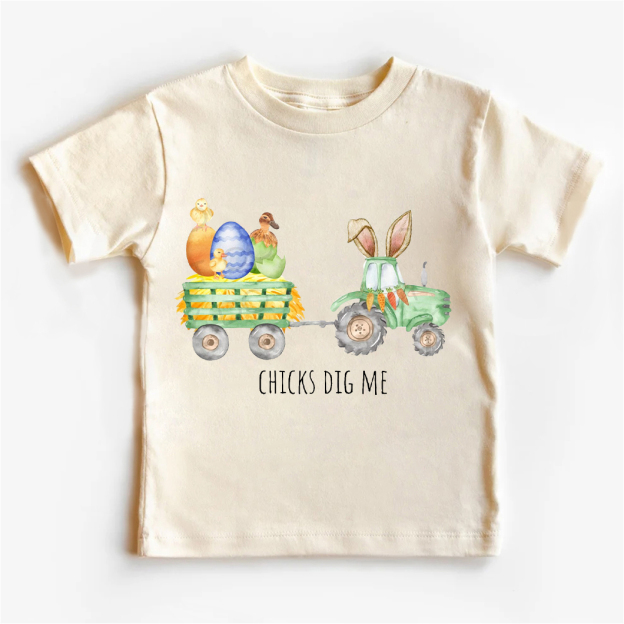 Chicks Dig Me Easter Tractor Easter Toddler Shirt