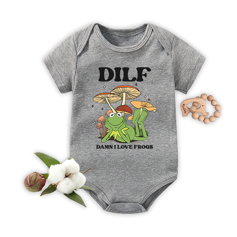 Damn I Love Frogs Dilf Bodysuit For Baby