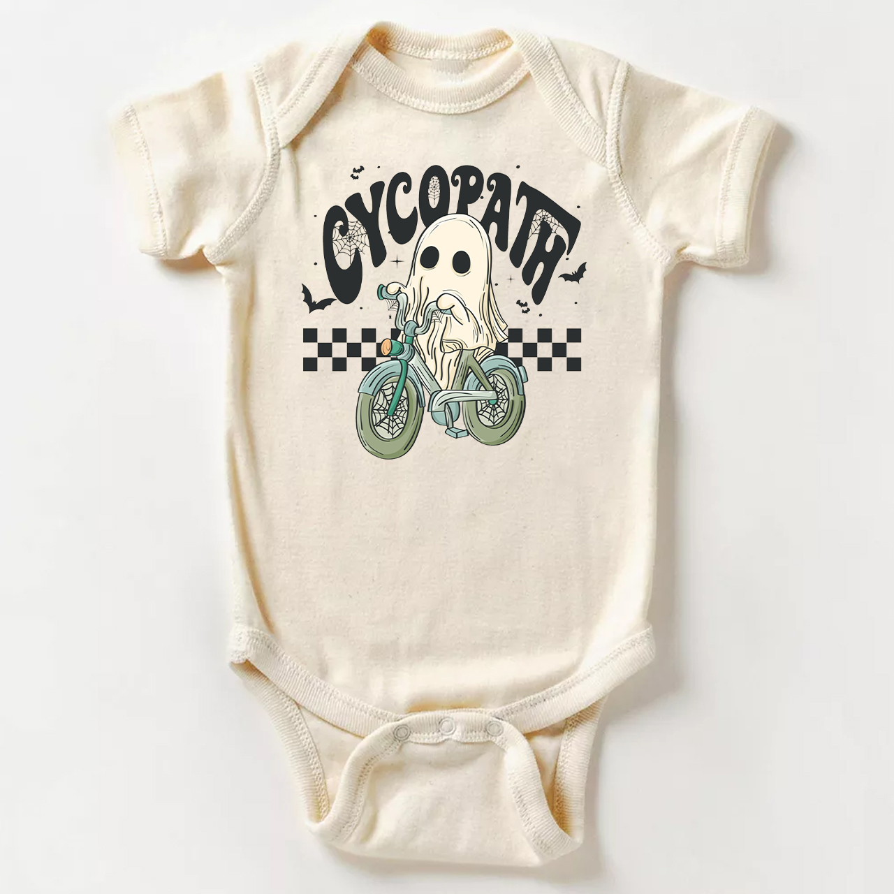 Funny Ghost On Bike Baby Halloween Bodysuit