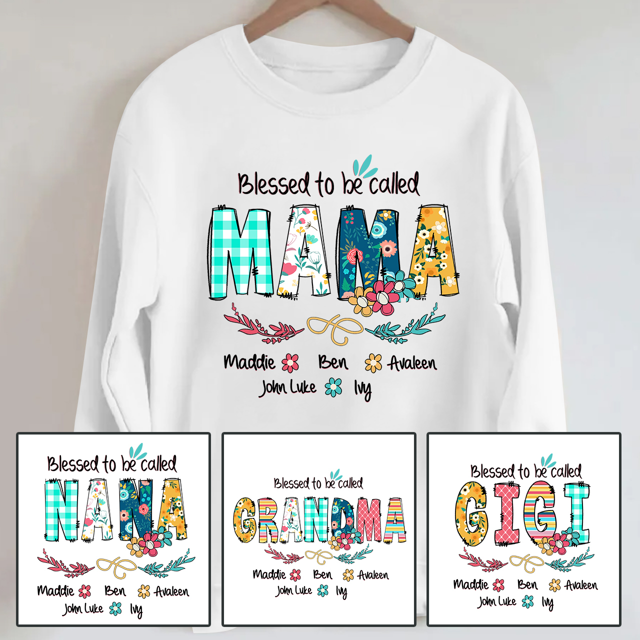[Copy]Personalized Spring Sweatshirt With Kids Name