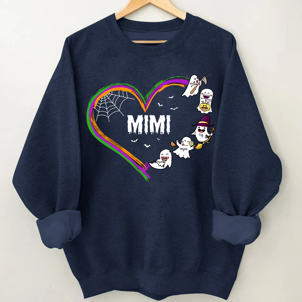 Personalized Halloween Hart Sweatshirt With Kids Name