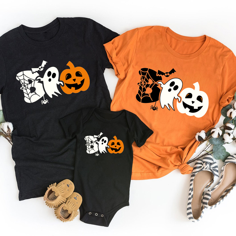 Halloween Boo Ghost Pumpkin Family Matching Shirts