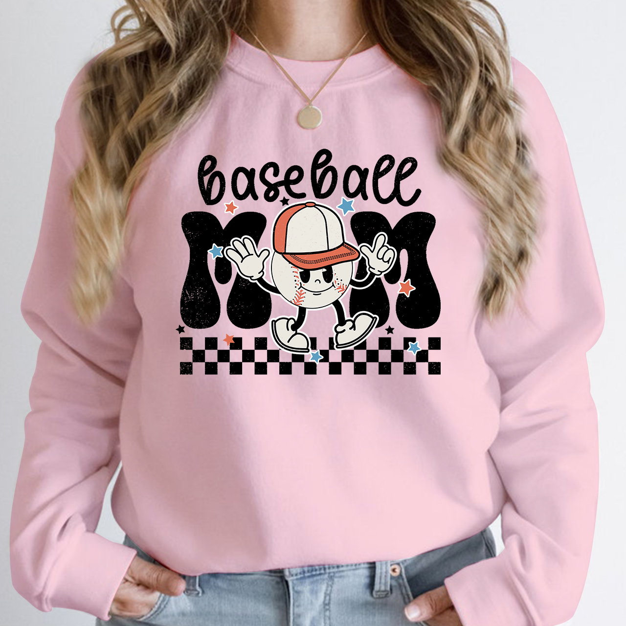 Retro Game Day Baseball Mom Sweatshirt