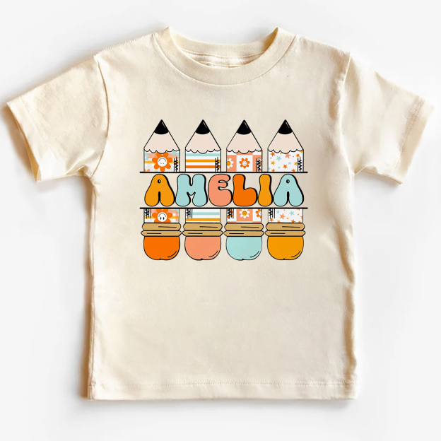 Personalized Pencil Kids Name Back To School Toddler Shirts