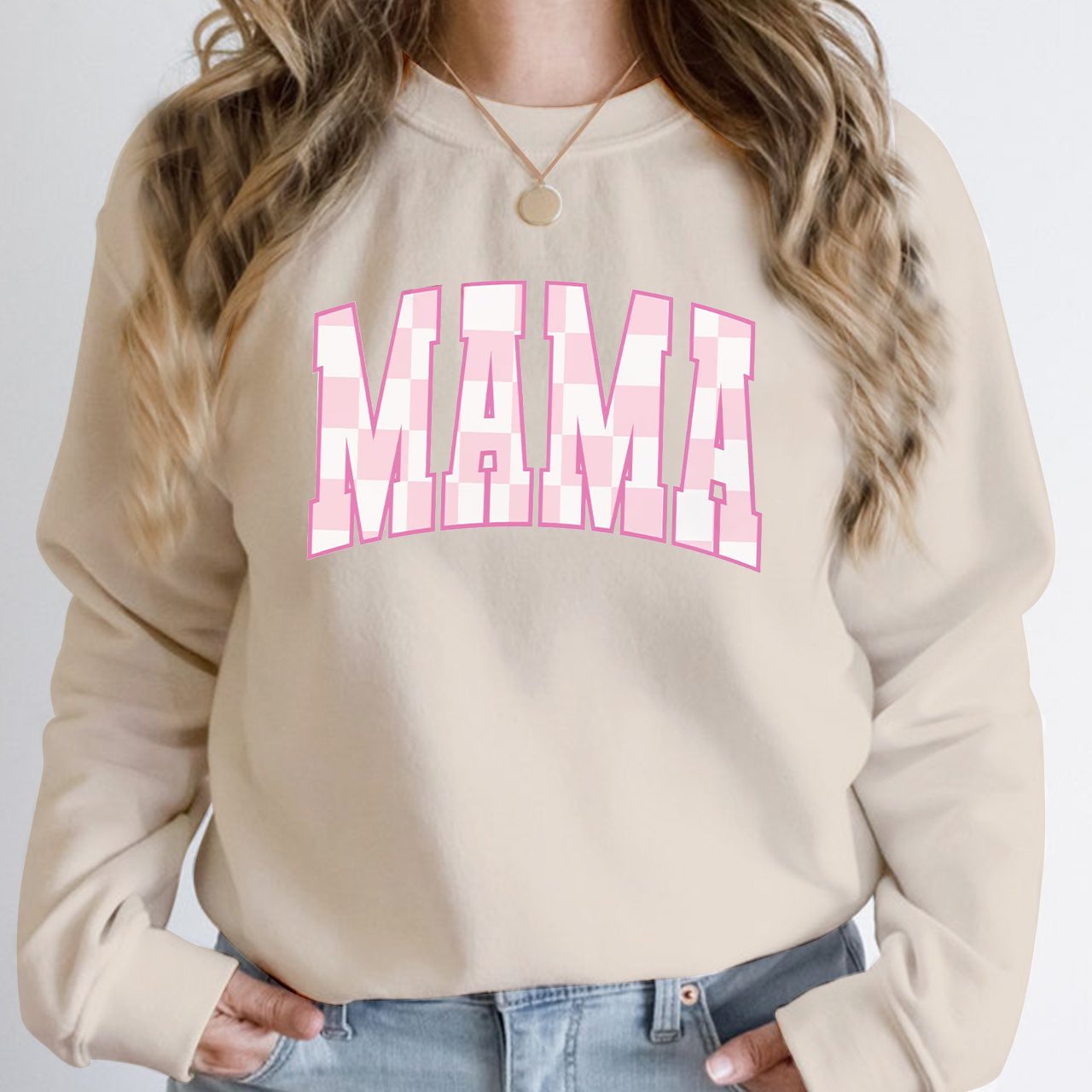 Retro Checkered Mama Sweatshirt