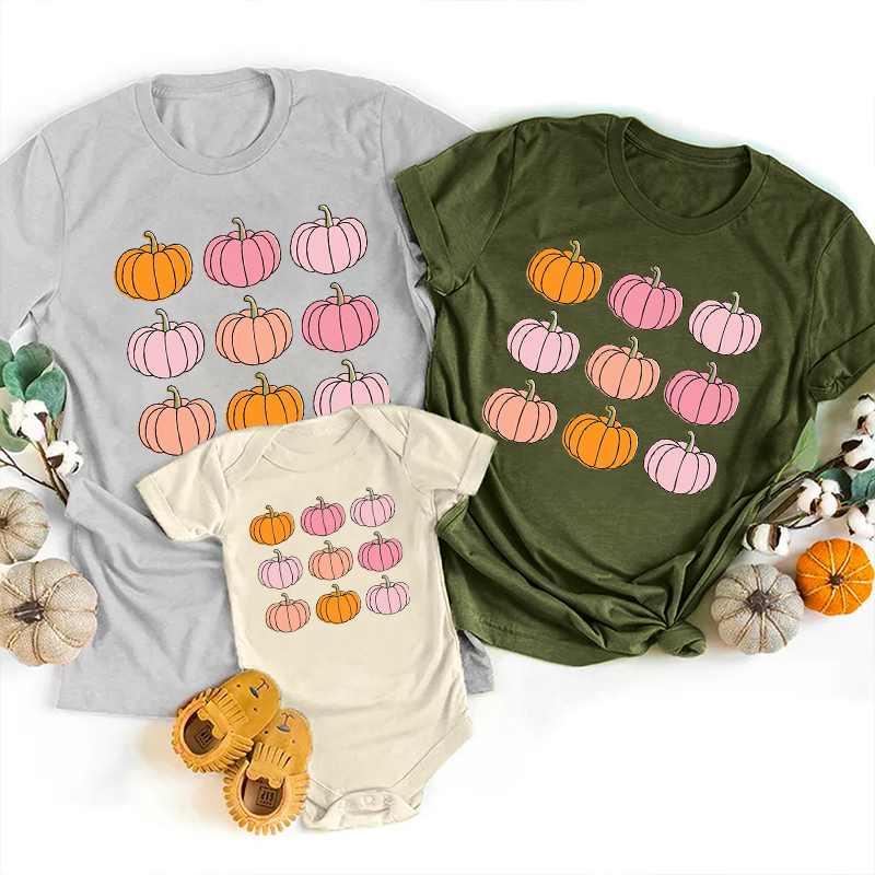 Pink Pumpkin Patch Halloween Family Matching Shirts