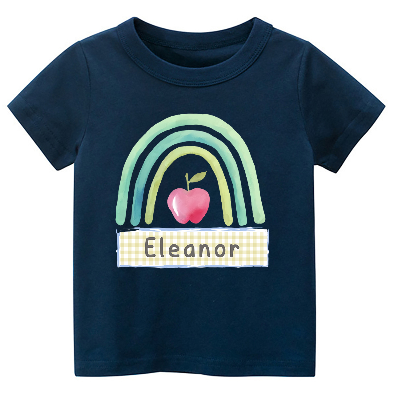 Personalized Apple Rainbow Name Monogram Kids Shirt