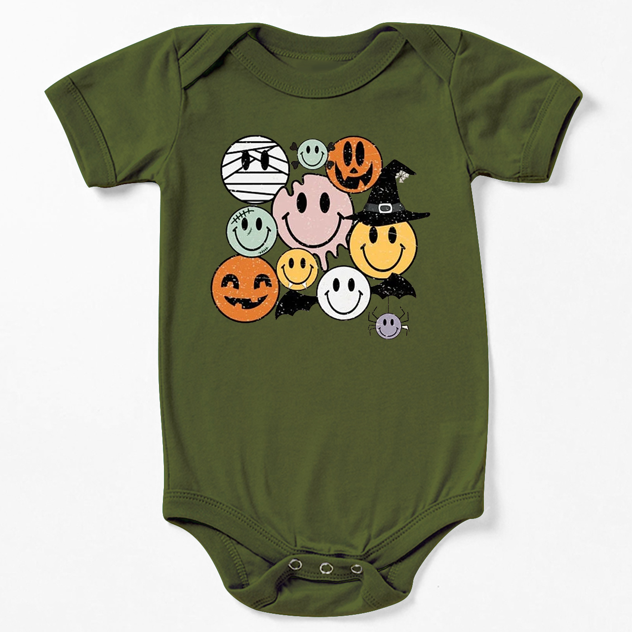  Retro Halloween Cute Ghost Natural Bodysuit For Baby