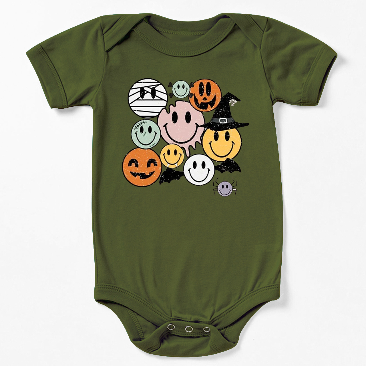  Retro Halloween Cute Ghost Natural Bodysuit For Baby