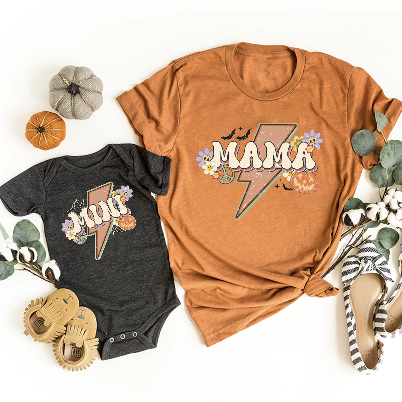 Halloween Flower Lightning Mama Mini Mom&Me Matching Shirt