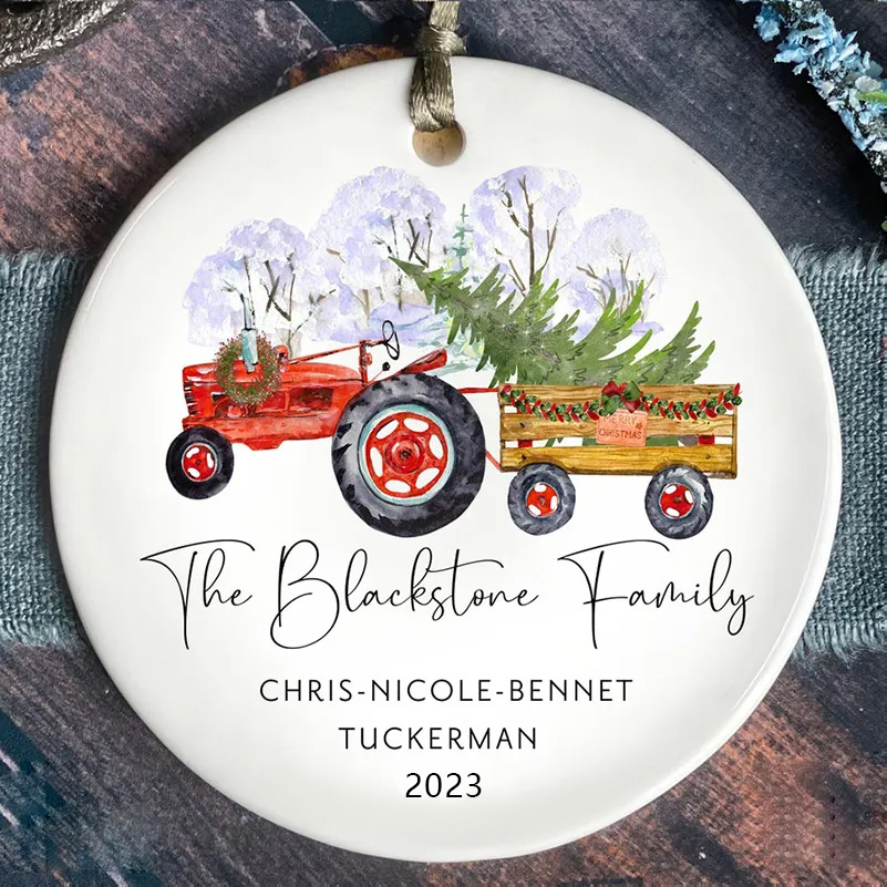 Custom Tractor Family Keepsake Ornament