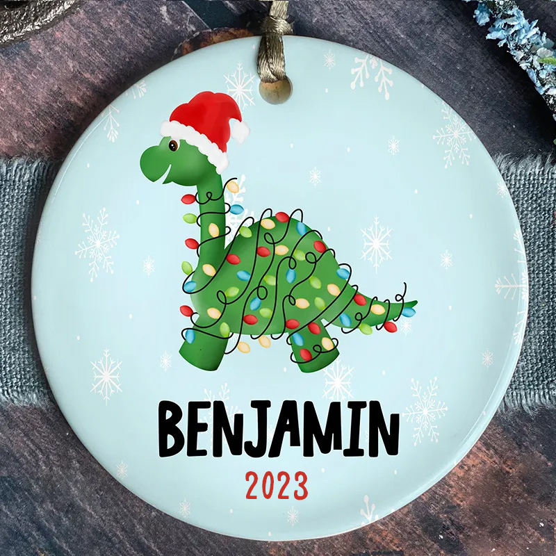 Personalized Dinosaur Christmas Ornament 