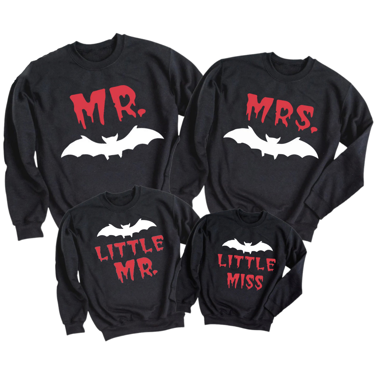 Mr And Mrs Halloween Bat Sweatshirts For Family