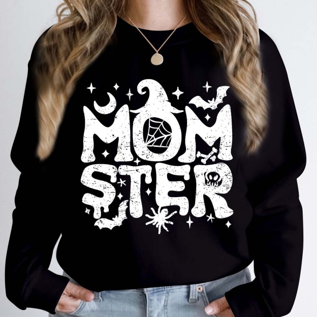 Halloween Momster Moon Bat Sweatshirt For Mama