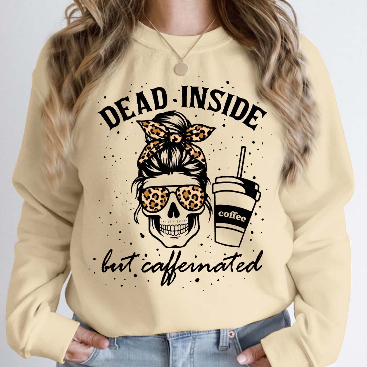 Halloween Dead Inside Coffee But Caffeinated Sweatshirt For Mama