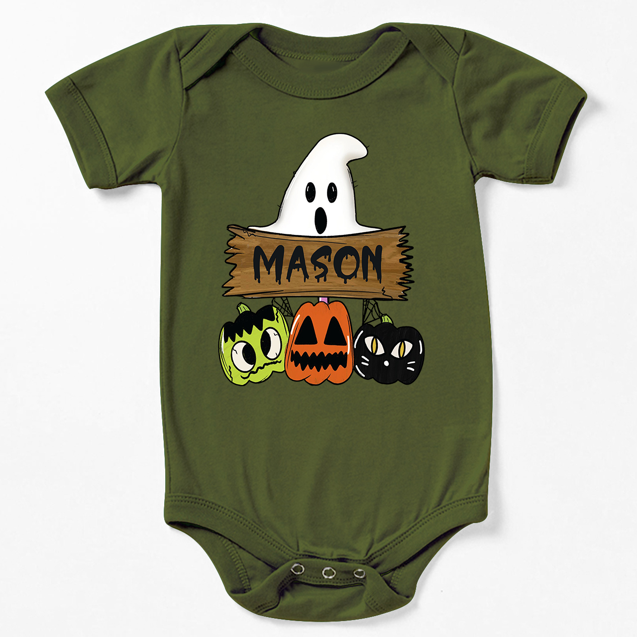 Custom Fall Halloween Pumpkin Cat Bodysuit For Baby