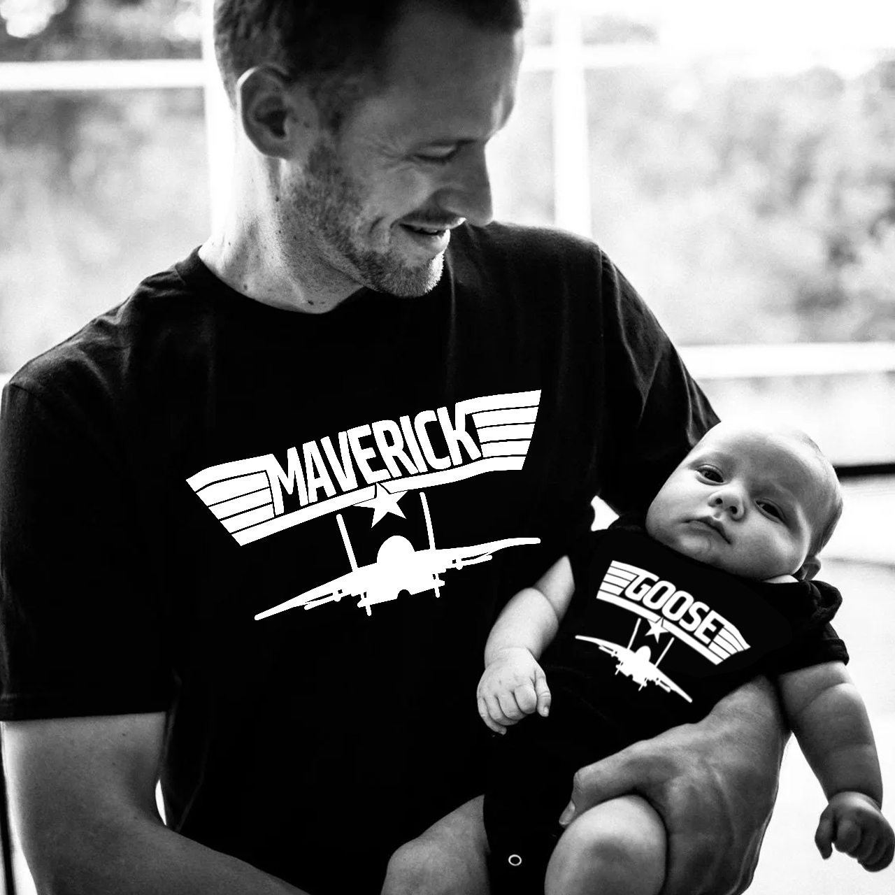 Matching First Father's Day Bodysuit & Shirts (Maverick And Goose)