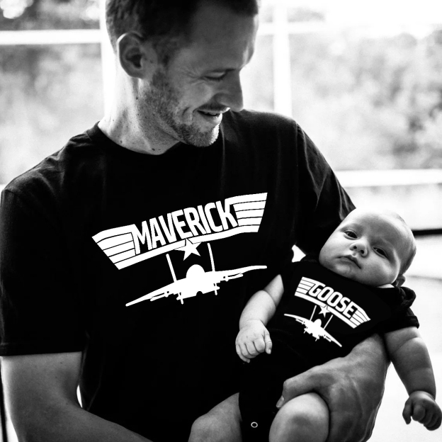 Matching First Father's Day Bodysuit & Shirts (Maverick And Goose)