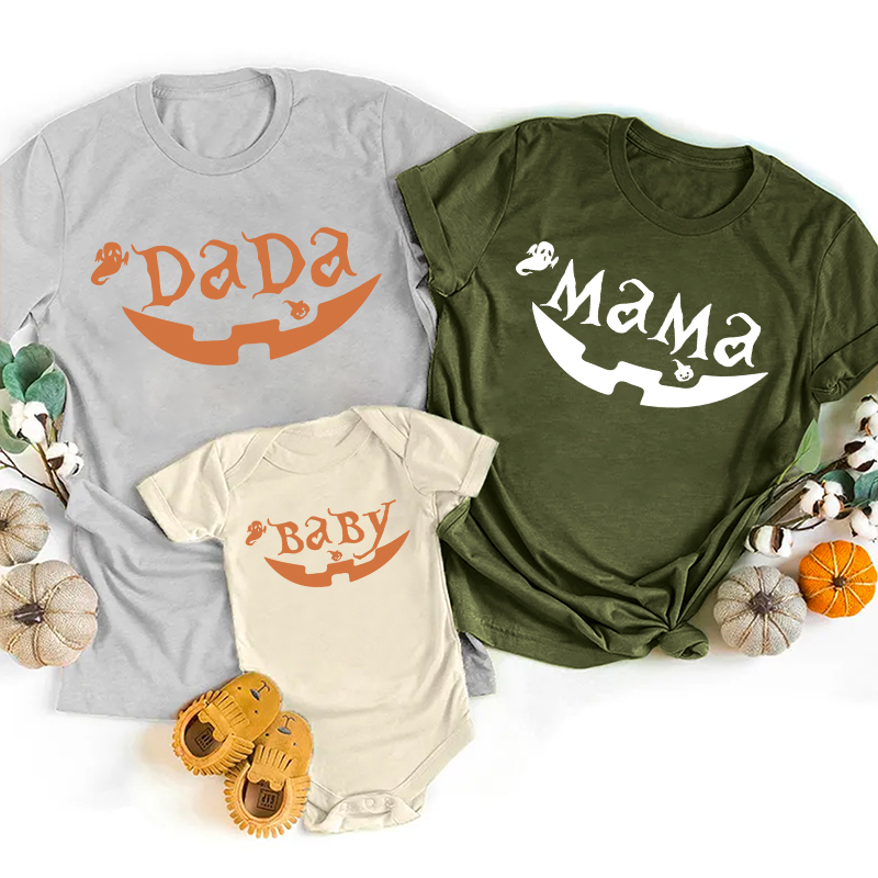Ghost Pumpkin Halloween Personalized Family  Matching Shirts